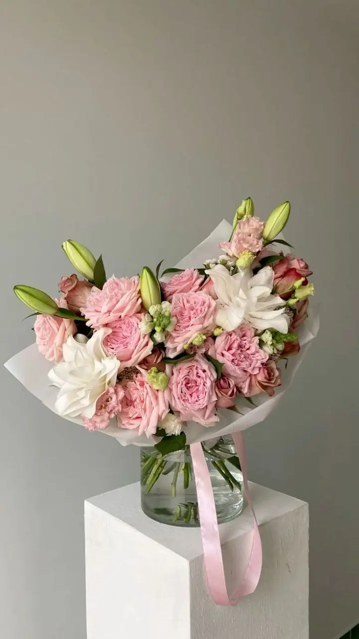 Pink Rose & Lily Vase Bouquet