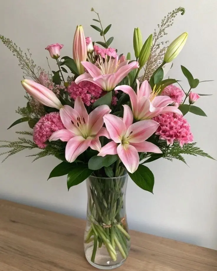 Pink Oriental Lily Vase